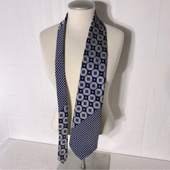 5/$25 Vintage Pierre Cardin Blue Grey Multi Print Tie - Picture 1 of 11